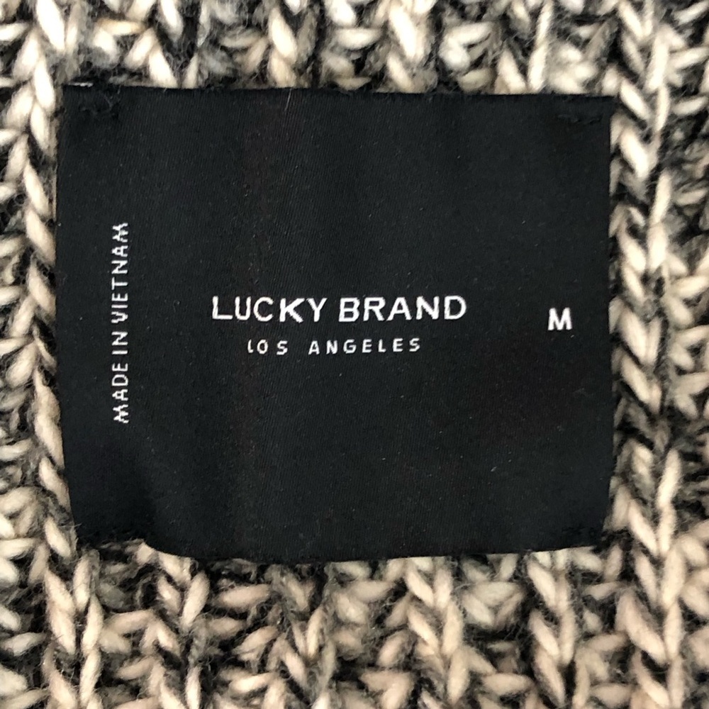 Lucky Brand Black and Cream Marled Knit Cardigan - Picture 6 of 14